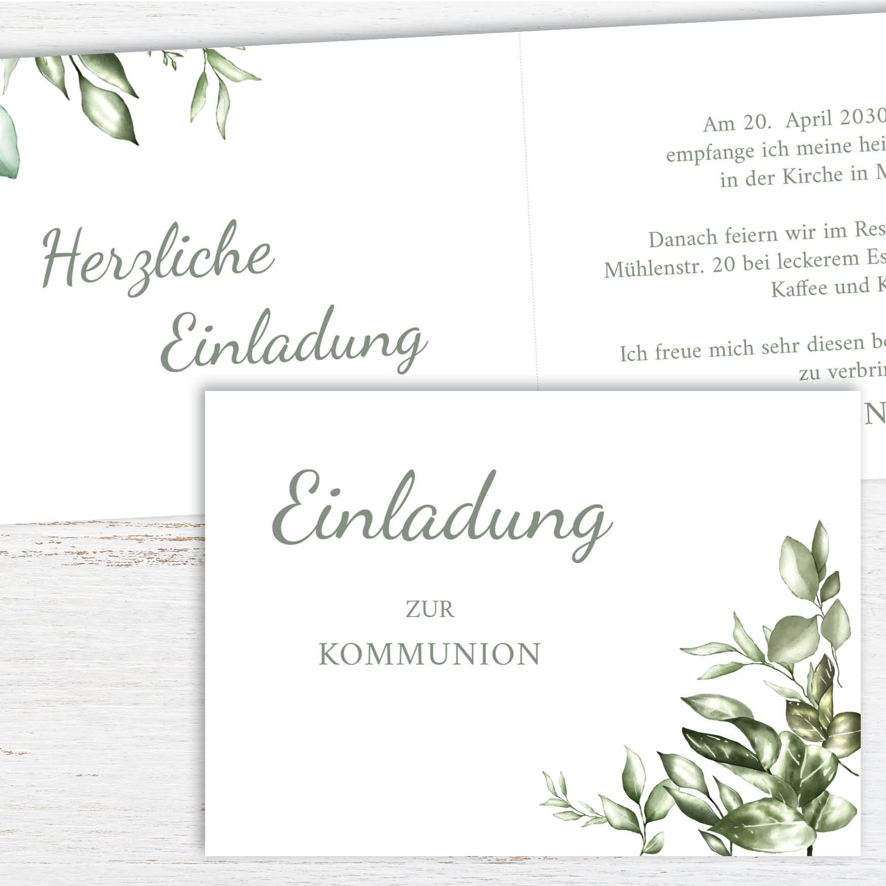 Einladung zur Kommunion: Greenery